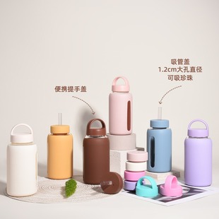 2025新款 玻璃杯600ml硅胶套水杯子便携耐磨户外运动随手防滑杯