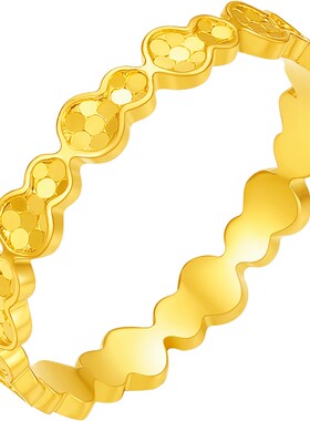 周六福黄金计价5G足金爆闪葫芦戒指福禄连连女戒节日礼物