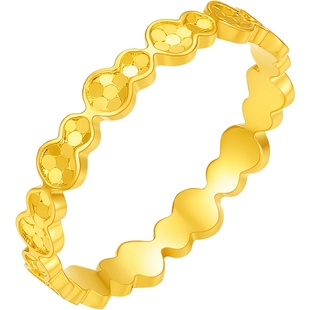 周六福黄金计价5G足金爆闪葫芦戒指福禄连连女戒新年礼物