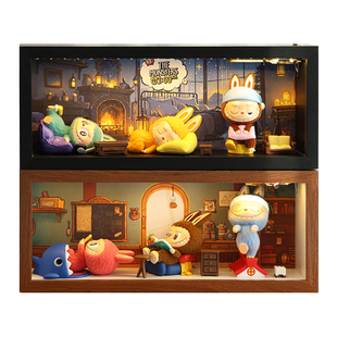 适用POPMART拉布布LABUBU凌晨一点盲盒展示盒相框收纳柜带灯充电
