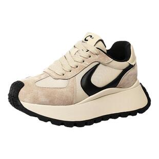 千百度复古阿甘鞋女秋冬新款厚底增高华夫鞋运动休闲鞋时尚女鞋子