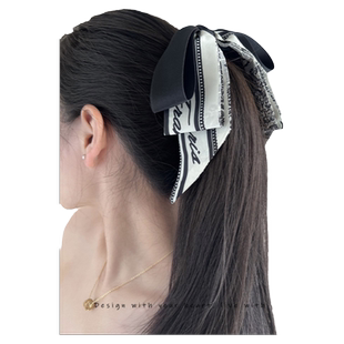 原创丝巾香蕉夹高级感竖夹马尾夹气质发夹蝴蝶结抓夹夹子头饰发卡