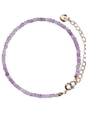 天然紫水晶手链女紫色方糖串珠招财考试上岸好运手串逢考必过小众