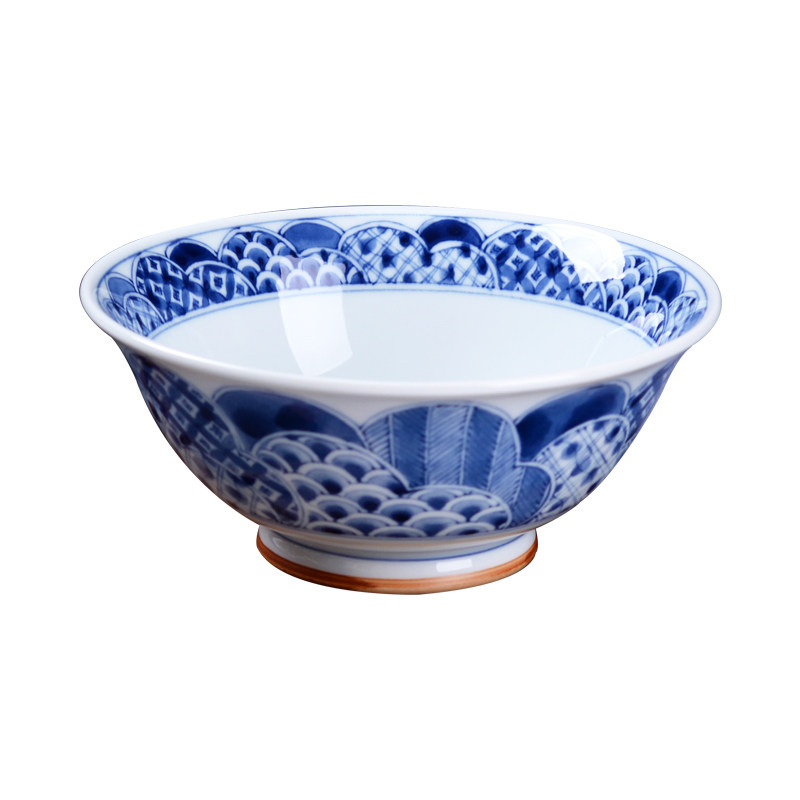 日本进口美浓烧蓝凛堂小米饭碗粥碗日式和风青花家用陶瓷餐具