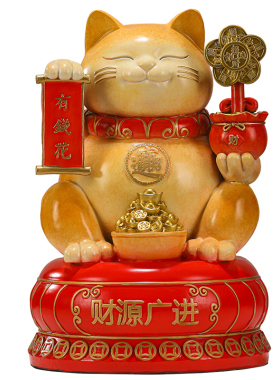 大铜世家彩铜财源广进招财猫摆件