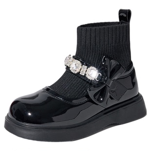 红蜻蜓女童鞋2025秋冬新款儿童靴子加绒袜靴短靴洋气公主靴皮靴