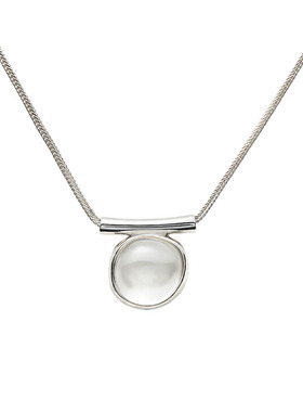 EWEST 原创方形透明白水晶项链吊坠配饰女新款轻奢小众锁骨链轻奢