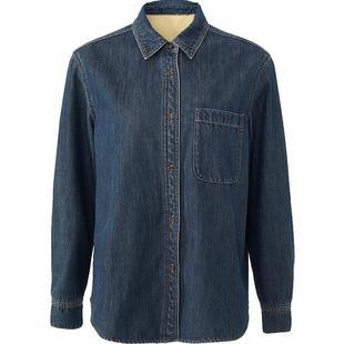 娅丽达高级复古加厚加绒牛仔衬衫女冬季新款上衣叠穿外套保暖衬衣