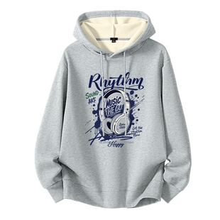 班尼路S&K加绒连帽卫衣男款冬季奥粒绒加厚保暖耳机印花男生外套A