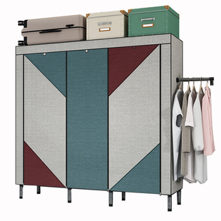 宗奇简易衣柜现代简约布衣柜钢管加粗加固出租房卧室家用收纳神器