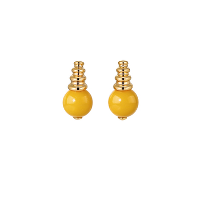 白岚环纹蜜蜡耳钉女简约气质耳饰