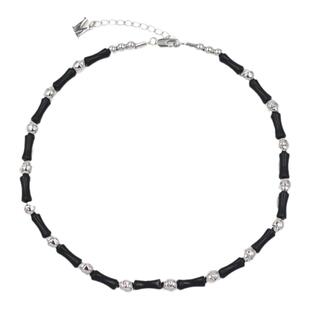 MONA张绮贤同款黑色天然石竹节项链小众设计网红串珠高级感锁骨链