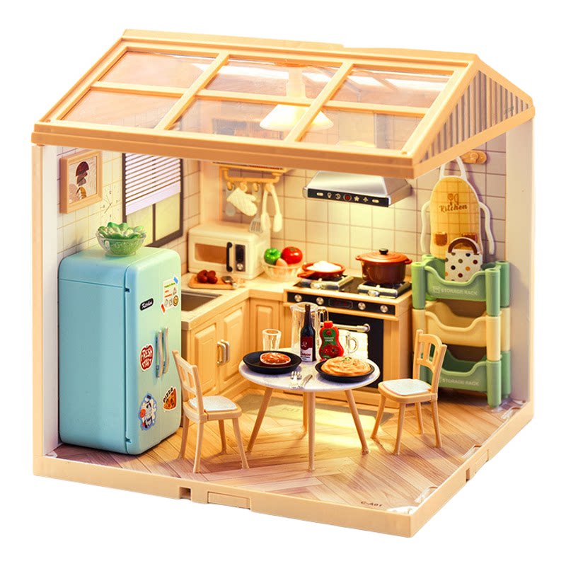 超级世界Diy小屋全套益智手工灯光儿童玩具积木迷你建筑模型礼物