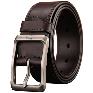 Jeep吉普牛皮皮带男款真皮美式复古简约工装牛仔裤腰带男2025新款