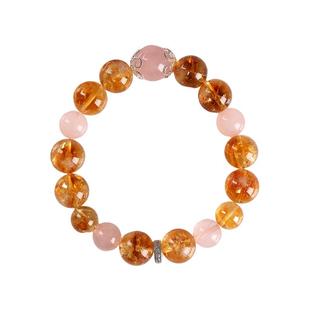 灵机麦玲玲黄阿塞日进斗金手链 金光闪耀吸金纳银 黄水晶粉晶手串