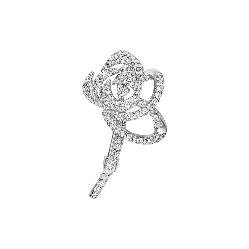 【自营】HEFANG Jewelry/何方珠宝优雅闪闪玫瑰胸针 浪漫绽放精致