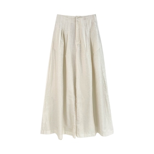 JKJS【轻氧裤】天丝亚麻宽松阔腿裤裙新中式搭配裤子宽松bf慵懒风