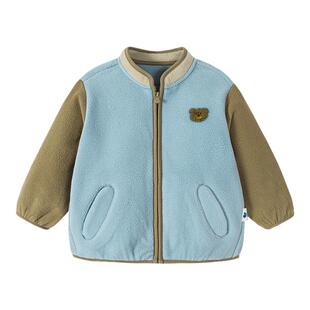 迷你巴拉巴拉男童毛绒外套2025秋季新款宝宝抗静电摇粒绒保暖马甲