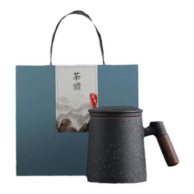 紫泉涧马克杯青石釉茶水分离带盖