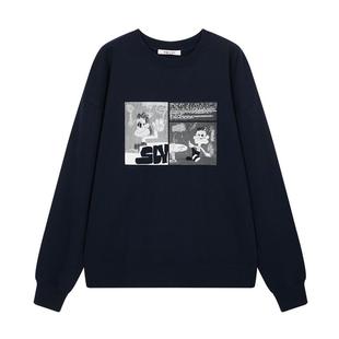 SLY x vug联名 2024冬季新品oversize印花套头卫衣030HAR01-5571