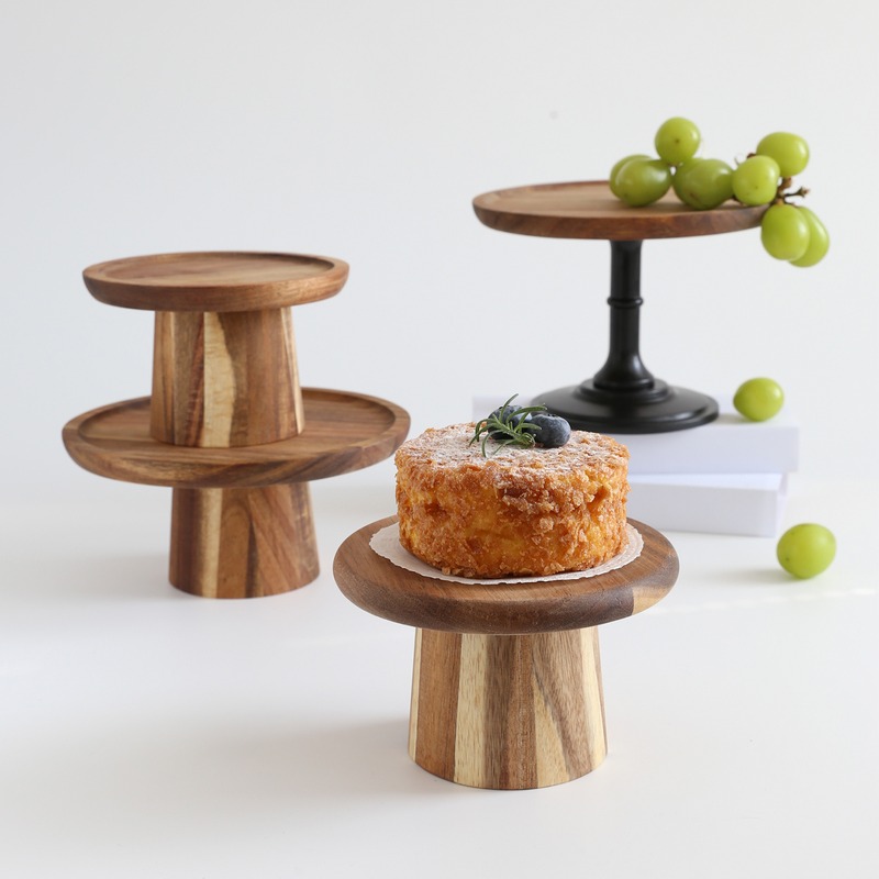 相思木高脚蛋糕展示托盘甜品展示盒实木盘展示架果盘摆件茶点盘
