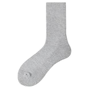 佐印袜子男款纯棉纱线冬季中筒袜男士毛巾底吸汗防臭白色运动长袜