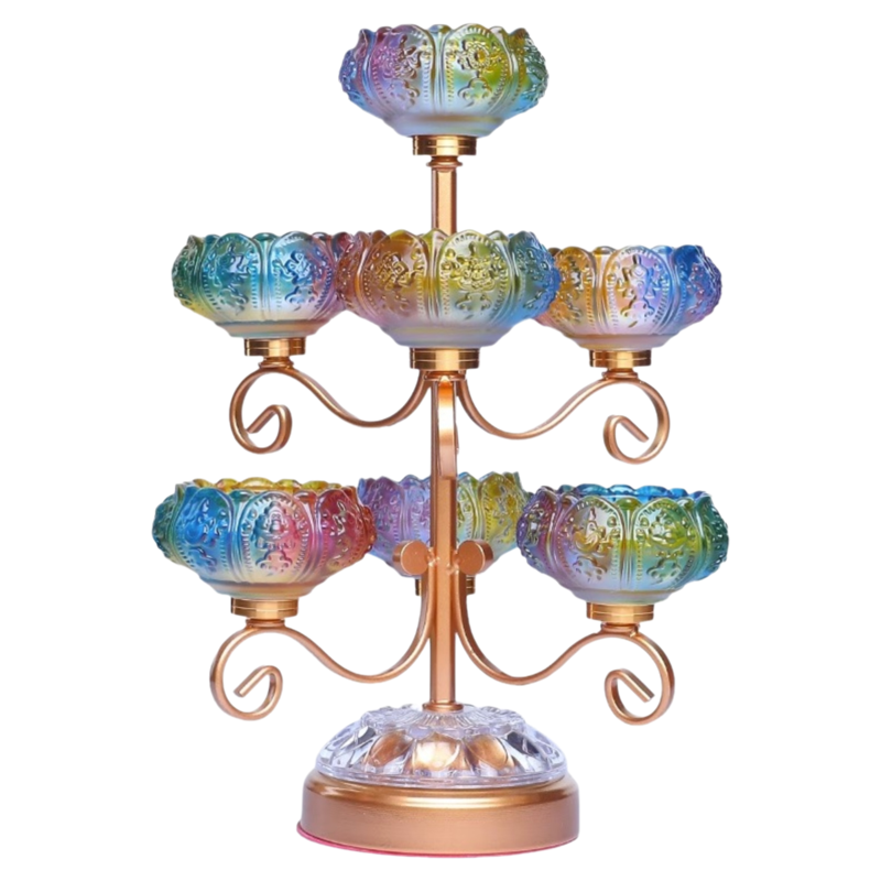 琉璃灯架供佛灯家用七星莲花烛