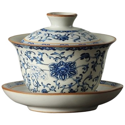 青花汝窑单个盖碗|超1000次加购