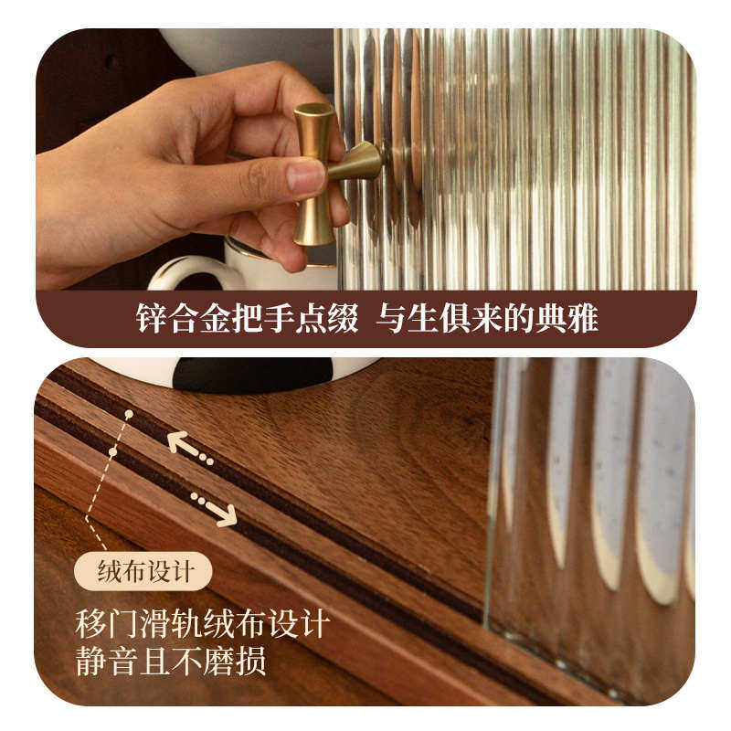 木质桌面收纳柜复古轻奢高档杯子置物架防尘茶具水杯储物柜餐边柜