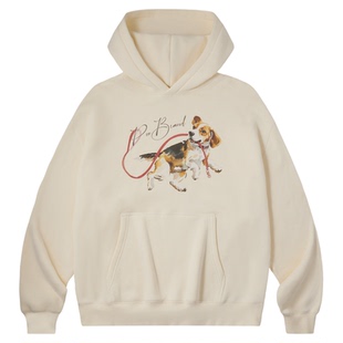 PSO Brand 男装女装可爱比格犬重磅抓绒宽松连帽卫衣女款保暖外套