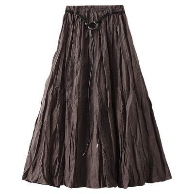 8822【送腰带】高级感褶皱裙