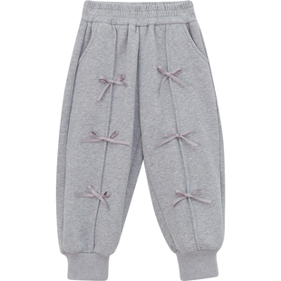 女童加绒休闲裤洋气儿童百搭韩版运动束脚裤冬装2025新款女孩卫裤