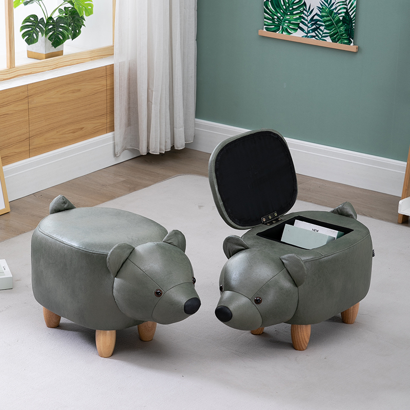 换鞋凳现代实木储物创意小凳子沙发凳门口穿鞋凳动物熊搁脚凳矮凳