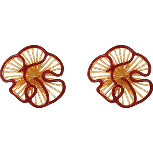 红色镂空褶皱花朵耳环女2026新款爆款高级感耳饰耳钉夸张独特漂亮