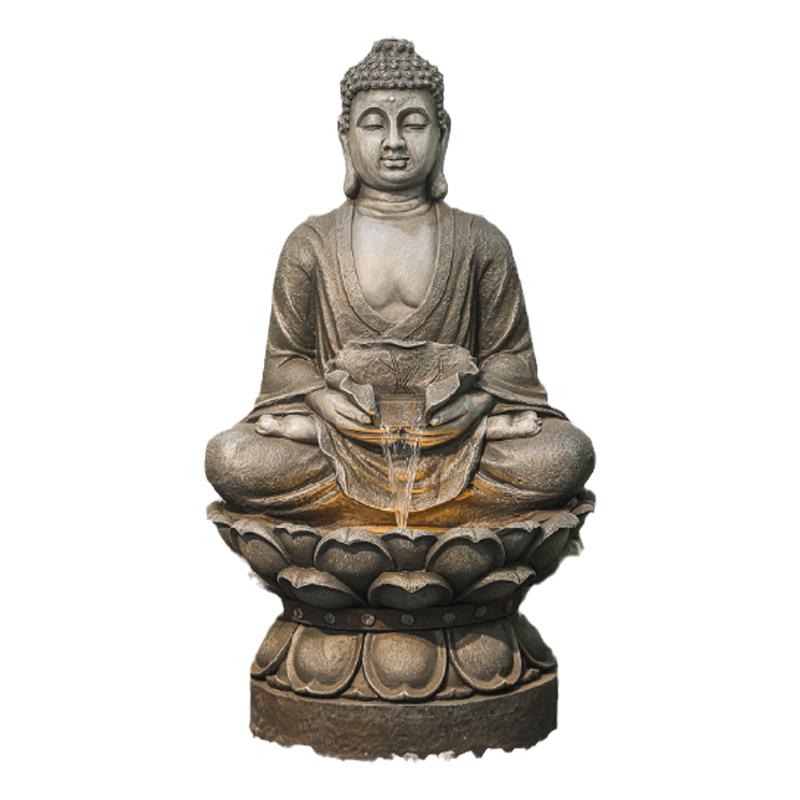 假山石流水喷泉禅意佛像玄关水幕墙摆件客厅别墅酒店开业装饰造景