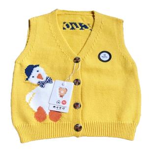 春秋小月龄婴儿马甲男女宝宝开衫卡通针织小背心儿童马夹坎肩薄款