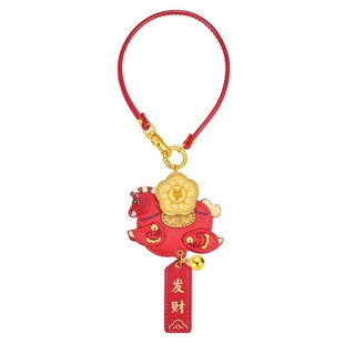 潮宏基马上有钱黄金金币足金挂件金钞钥匙扣车挂包挂摆件新年礼物