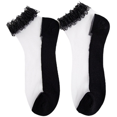 蕾丝可爱韩国透明水晶花边短袜