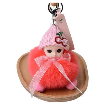 真毛创意超萌睡眠娃娃包挂饰