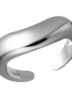 几何弧度戒指纯银轻奢风女