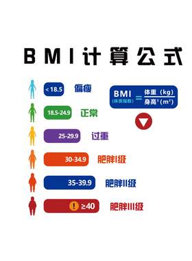 体重管理体检中心门诊文化墙海报健康减肥挂画图脂率BMI计算贴纸
