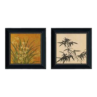 清仓复古餐厅装饰画新中式床头墙面兰花竹子挂画背景墙沙发