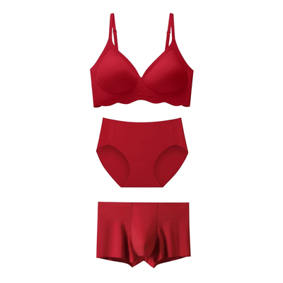 红色结婚内衣内裤新娘新郎套装情侣一对大码新婚陪嫁物品女方全套