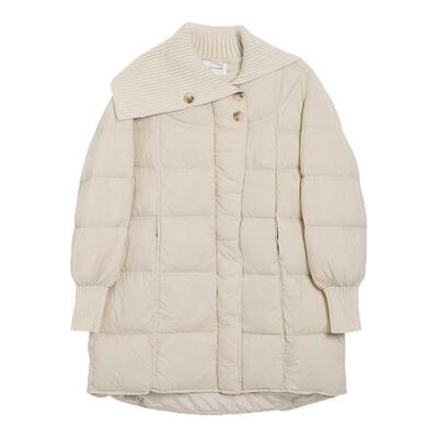 记忆的起点翻领白鸭绒长款羽绒服