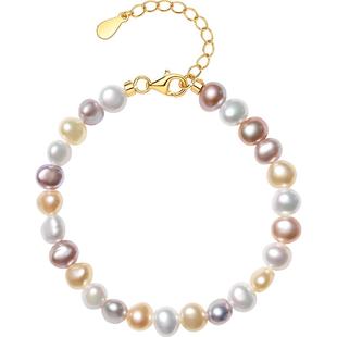 周六福淡水珍珠手链女S925银手饰优雅时尚百搭送女友本命年礼物