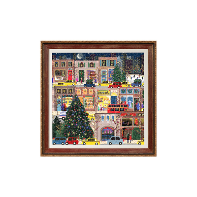 诗轩实木复古高级感圣诞冬灯拼图