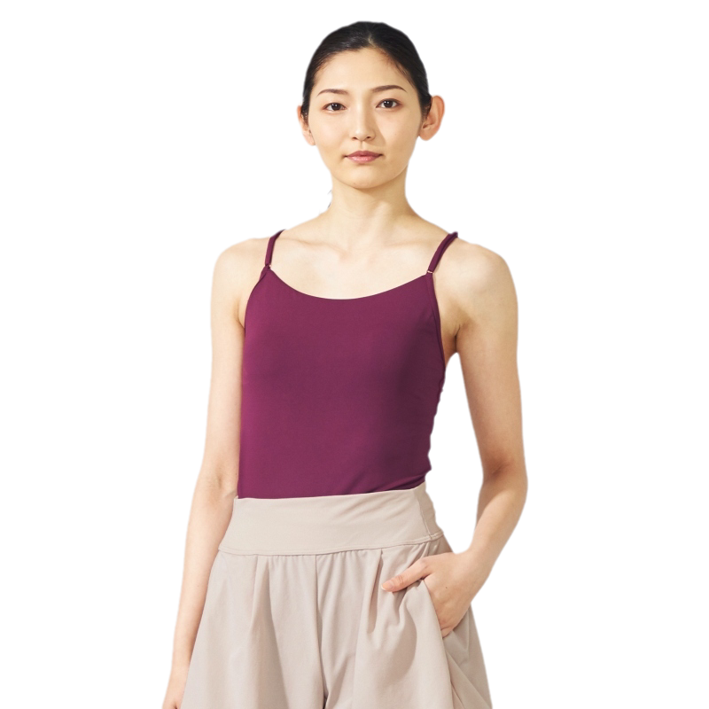 Chacott体服日本芭蕾舞练功服系列紧身长款吊带上衣浅棕日系轻奢