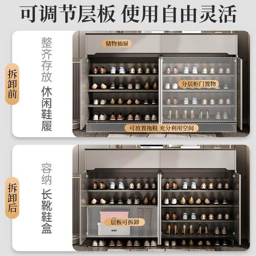 烤漆款鞋柜门口家用玄关柜防尘柜子入户收纳柜分层隔板储物柜鞋架