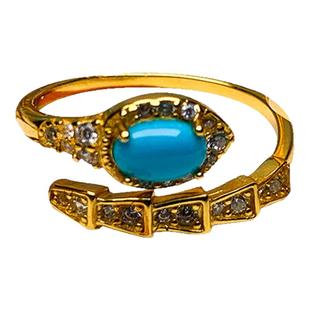 湖北原矿绿松石戒指蛋面925银镶嵌原创设计女戒时尚情侣款戒指