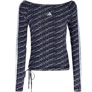 滔搏adidas阿迪达斯女子三条纹舞动系列上衣满印长袖T恤KS5308